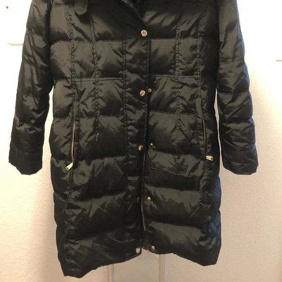 Black Michael Kors Puffer Coat with Faux Fur Collar - Picture 4 of 4